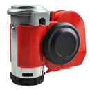 Twin Dual Tone Compact Air Loud Horn 12V 110-125db Compressor Red Truck Car V7L9