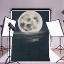 3x5FT Vinyl Moon Star Sea Beach Night Photography Background Backdrop