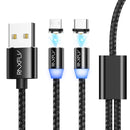 RAXFLY 2 in 1 Type C Micro USB 2.1A Magnetic Cable Fast Charging Data Cable 1m For Smartphone Tablet