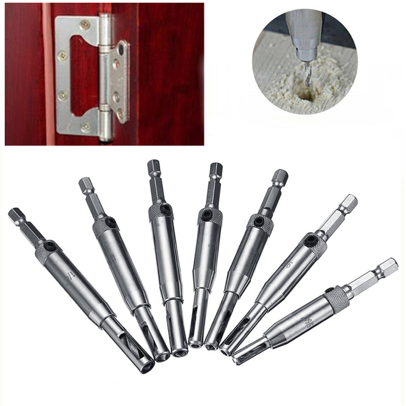 4pcs 7pcs Door and Window Hinge Hole Opener Woodworking Puncher Tool Hex Shank Drill Kit