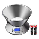 Digital Scale High Accuracy 11lb/5kg Food Scale with Removable Bowl Room Temperature, Alarm Timer Stainless Steel Libra