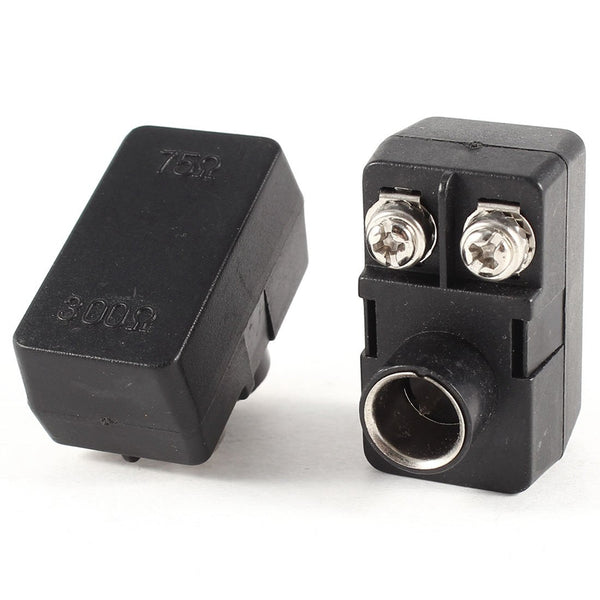 2 x Push-On Antenna Matching Transformer 300/75 Ohm TV F Coax Adapter A5Z8