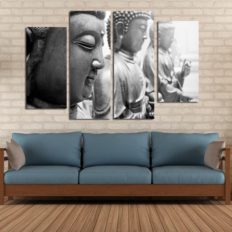 Miico Hand Painted Four Combination Decorative Paintings Bud-dha Statue Wall Art For Home Decoration