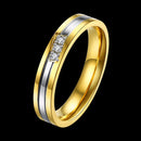 Crystal Stripe Stainless Steel Lover Couple Ring Women Jewelry For Wedding