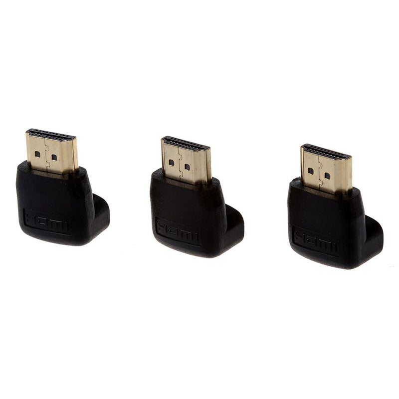 Three (3) Pack of HDMI 270 Degree/Right Angle Connectors/Adapters L6N3
