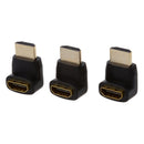 Three (3) Pack of HDMI 270 Degree/Right Angle Connectors/Adapters L6N3