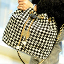 Women bag chains fashion bucket bag canvas patchwork women shoulder bag mes E8Y9