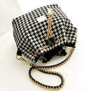 Women bag chains fashion bucket bag canvas patchwork women shoulder bag mes E8Y9