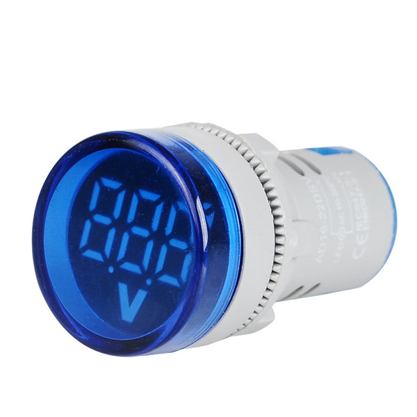 10pcs Blue ST16VD 22mm Hole Size 6-100 VDC Digital Voltmeter Round Voltage Detector Tester Mini LED Voltage Indicator Signal Light Monitor