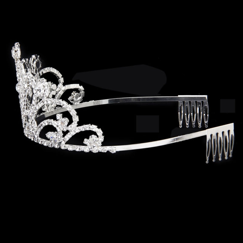 Fashion Wedding Party Bride Crown Rhinestones Headband with Comb Tiara Whit N1N4