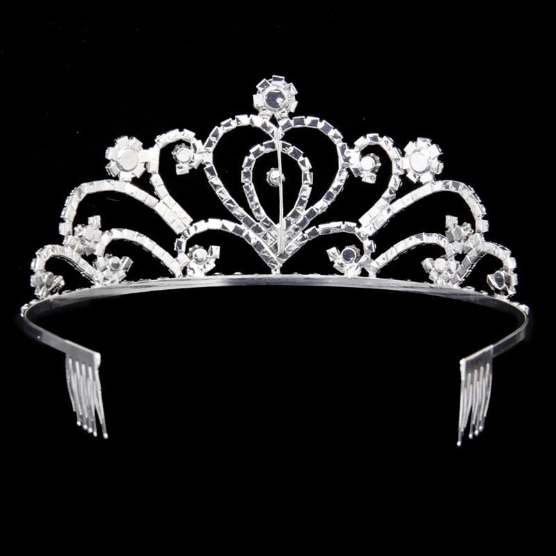 Fashion Wedding Party Bride Crown Rhinestones Headband with Comb Tiara Whit N1N4