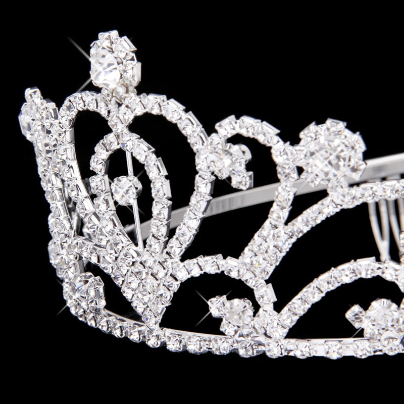 Fashion Wedding Party Bride Crown Rhinestones Headband with Comb Tiara Whit N1N4