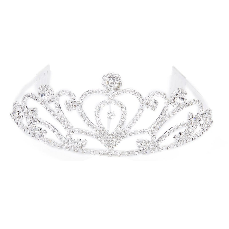 Fashion Wedding Party Bride Crown Rhinestones Headband with Comb Tiara Whit N1N4