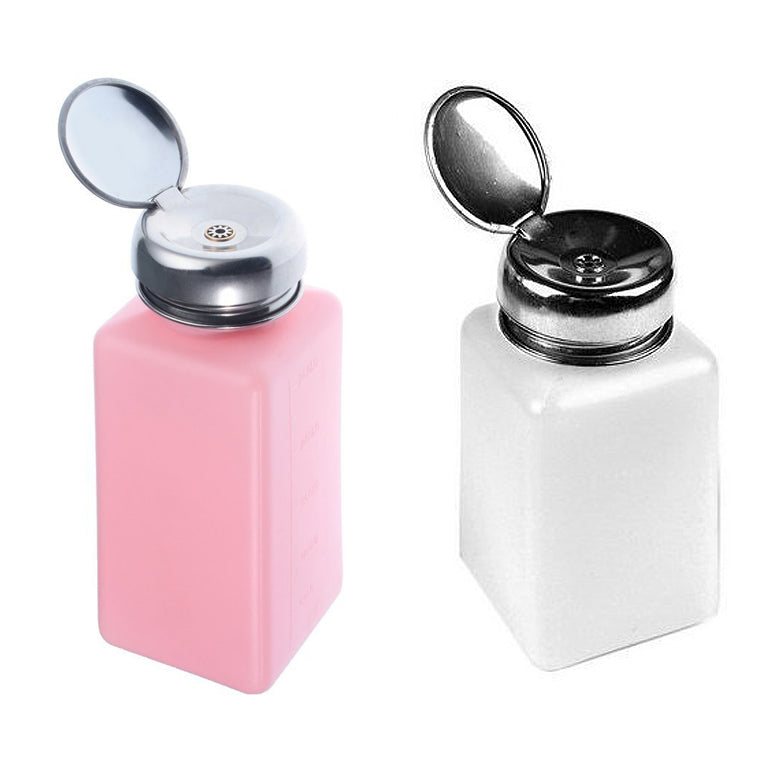 New Empty Pump Dispenser For Nail Art Polish Remover Pink and White Bottle K8Y2