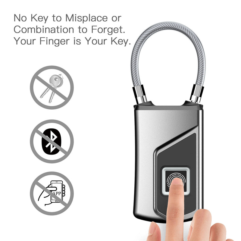 Anytek L1 Waterproof Smart Fingerprint Padlock Keyless Door Lock USB Charge Anti-theft