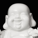 Peace Sign Laughing Hotai Statue Happy Sitting Hotai White Gloss Home Decorations