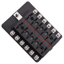 iMars 12 Way Fuse Box 12V 32V Circuit Standard Blade Block Holder Kit Car Caravan