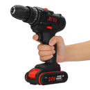 JUYI 12V/24V Lithium Battery Power Drill Cordless Rechargeable 2 Speed Electric Driver Drill Motor Reverse LED Drilling Tool