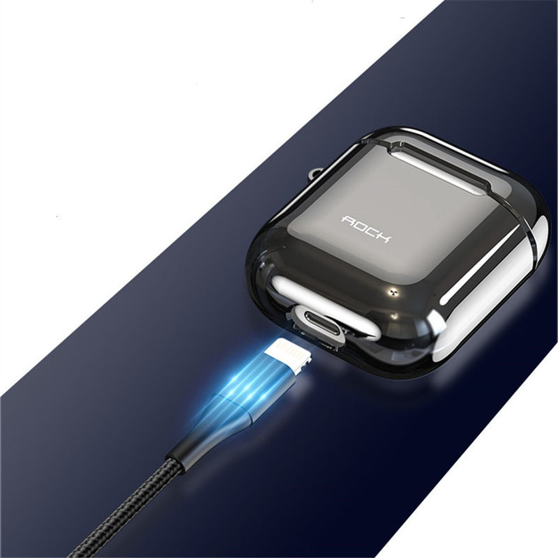 Rock Plating Dust-proof Earphone Protective Case With Anti-lost Hook For Apple AirPods 2017 / Apple AirPods 2019