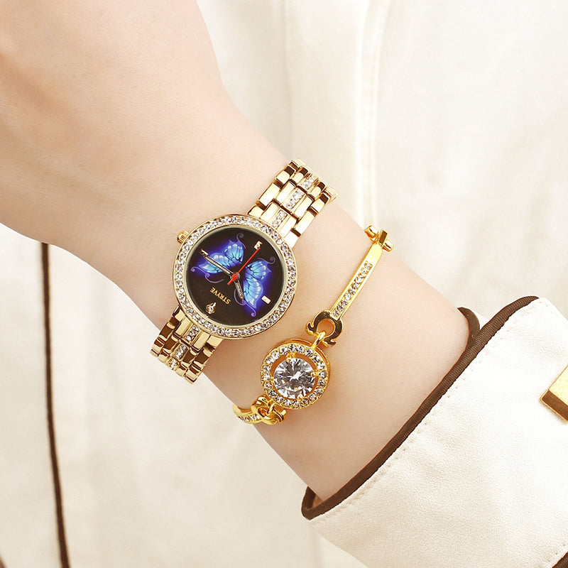 STRYVE T1018 Luxury Crystal Case Full Steel Women Watch Ladies Dress Quartz Watch