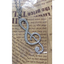 Crystal Chain Necklace Pendant Treble Clef Music Note Long Necklace for wom Y3S9
