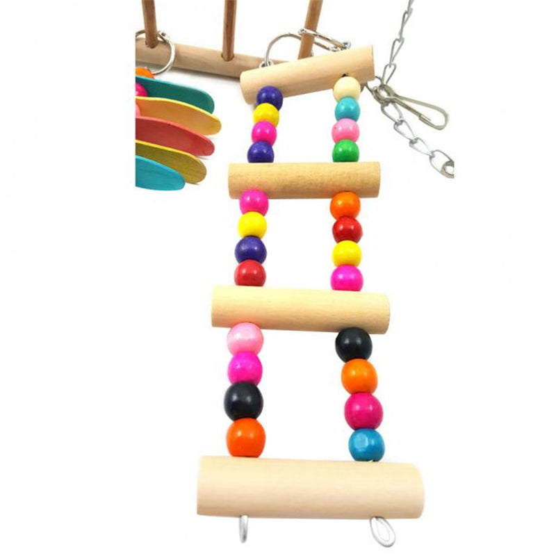 Wooden Stairs Swing Ladder Birds Parrots Bridge Climb Colorful Beads Pet Toys