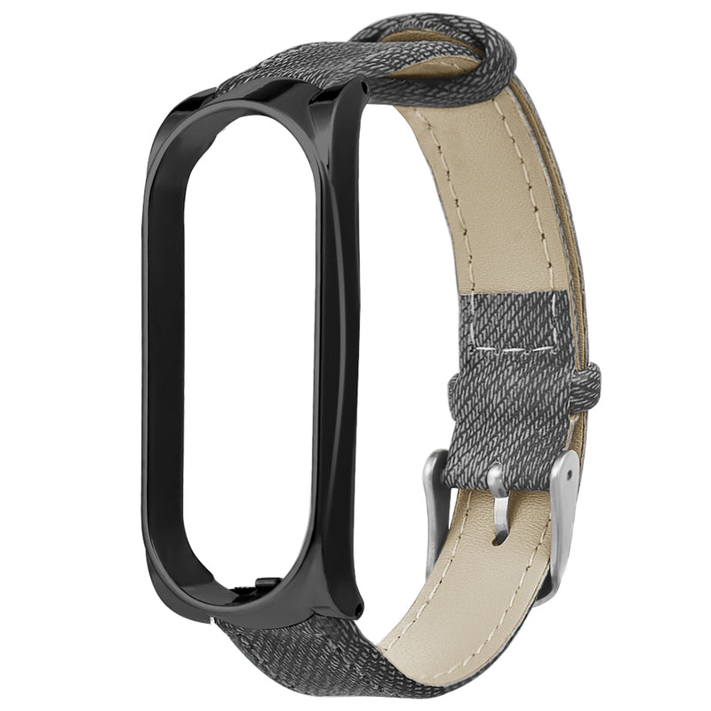Bakeey Metal Case Leather Strap Watch Band Replacement Watch Strap for Xiaomi Mi band 3