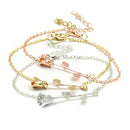Trendy Rose Gold Silver Plated Flower Chain Bracelets for Women