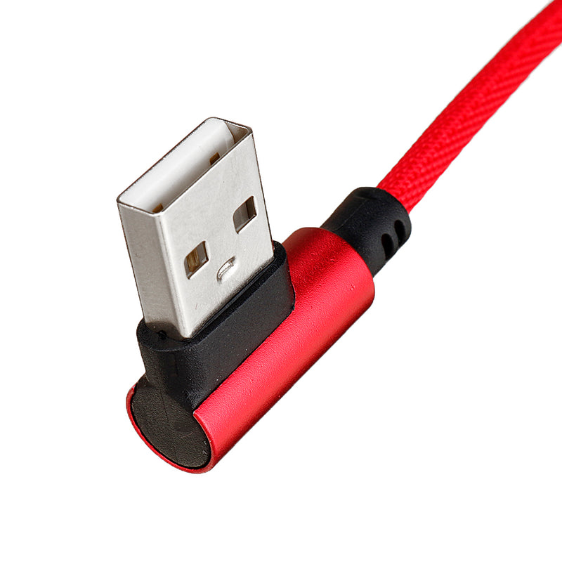 1M 90 Degree 2.4A Micro USB Nylon Braided Data Cable For Smartphone Table