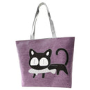 Girl cat eat fish shopping bag Shoulder Women Handbags beach tote bags hand I9O8