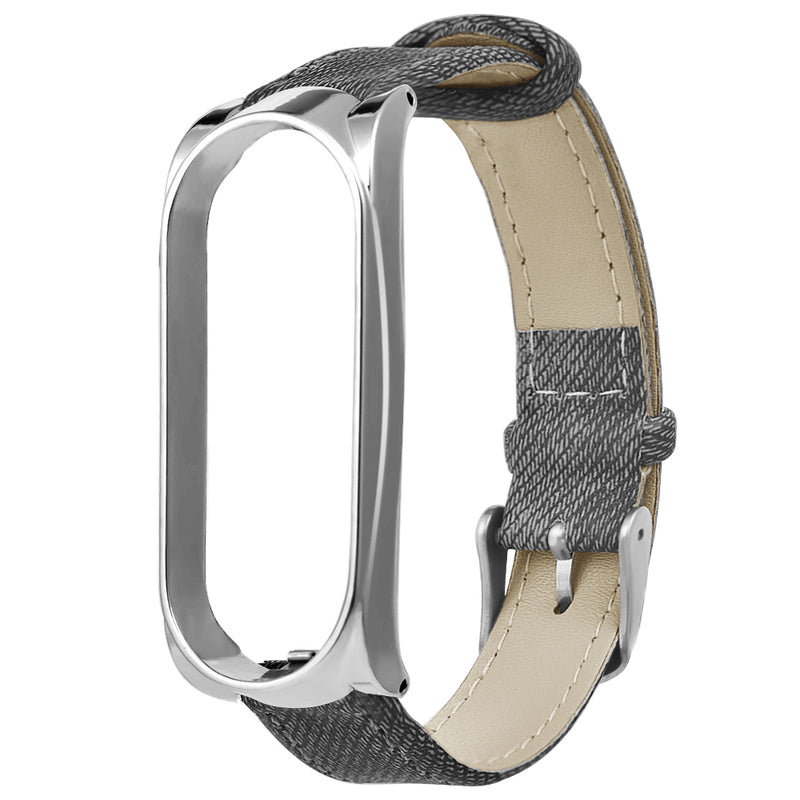 Bakeey Metal Case Leather Strap Watch Band Replacement Watch Strap for Xiaomi Mi band 3