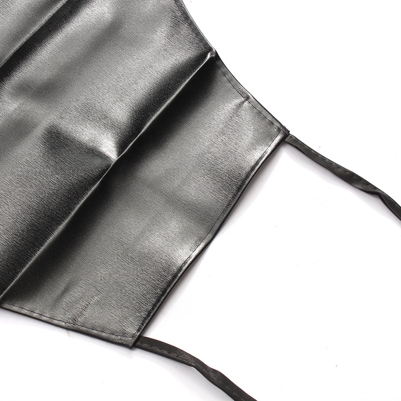 Men Faux Leather Bib Apron Waterproof Kitchen Restaurant Cooking Butchers Aprons