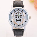 Hollow-out Skull Real Belt Quartz Watch Fashion Double-sided Vintage Men Women Watch
