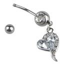 1pcs Rhinestone Crystal Heart Barbells Belly Button Rings Body Piercing whi I2Q7