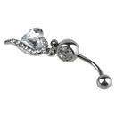 1pcs Rhinestone Crystal Heart Barbells Belly Button Rings Body Piercing whi I2Q7