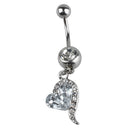 1pcs Rhinestone Crystal Heart Barbells Belly Button Rings Body Piercing whi I2Q7