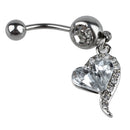 1pcs Rhinestone Crystal Heart Barbells Belly Button Rings Body Piercing whi I2Q7