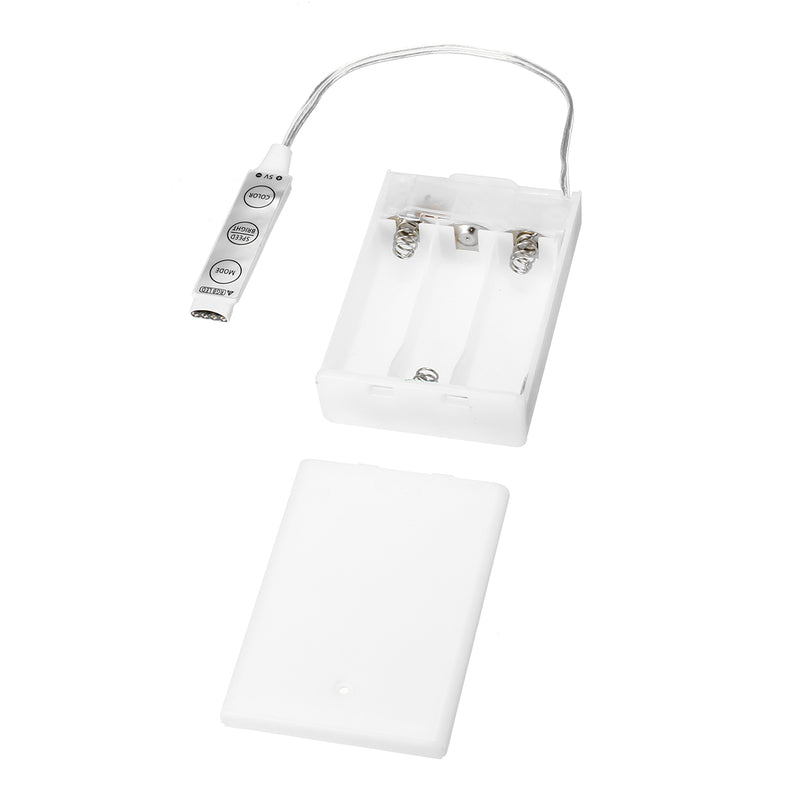 SOLMORE 2PCS Battery Supply 2M SMD5050 RGB Waterproof LED Strip Light with 3 Key Remote Controller