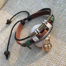 1 Pair Trendy Lock and Key Pendant Lover's Charm Leather Couple Bracelet Valentine's Day Gift