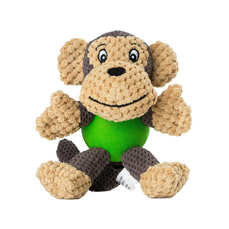 Plush Squeaky Pet Toys with Durable Chew Rubber Ball Body for Dogs Puppy Teething  Interactive Toy