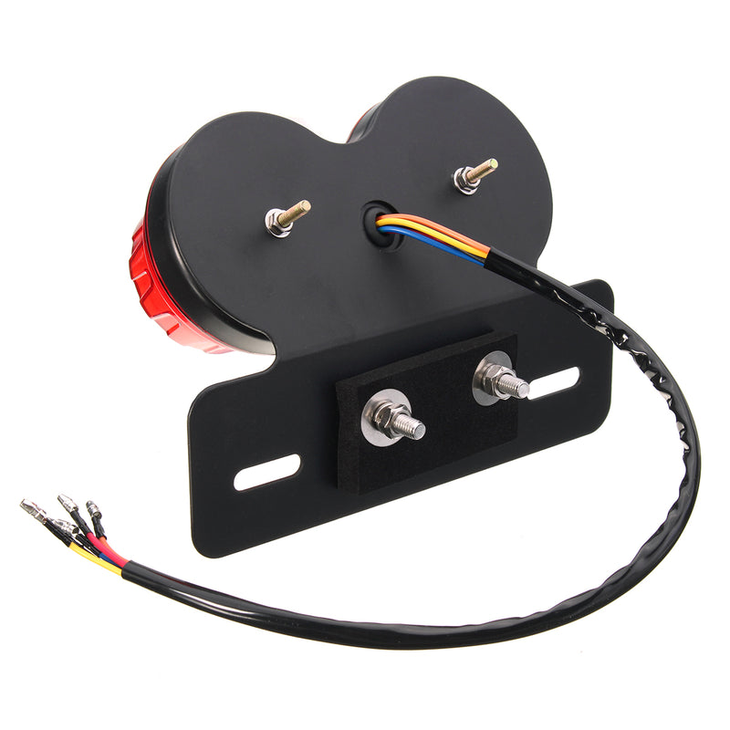 LED License Plate Brake Tail Turn Signal Dual Light For Motorcycle Bobber Cafe