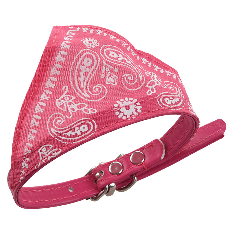 Pink leather collar Bandana adjustable scarf for dog cat pet S E9U6