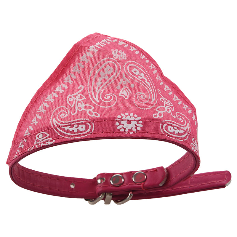 Pink leather collar Bandana adjustable scarf for dog cat pet S E9U6