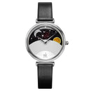 SHENGKE SK K0124 Starry Sky Good Night Stars Moon and Sun Patterns Fashion Women Leather Strap Quartz Watch