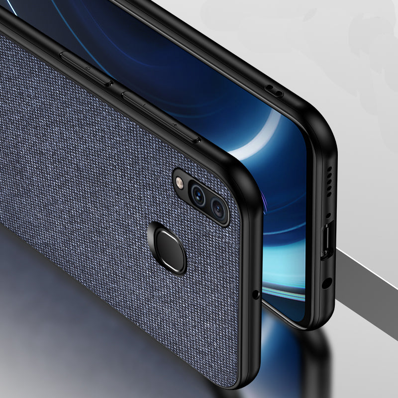 Bakeey Anti-Fingerprint Canvas Splice TPU Border Protective Case for Samsung Galaxy A40 2019