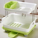 Double Layer Dish Drying Storage Drain Rack Kitchen Shelf Tableware Holder