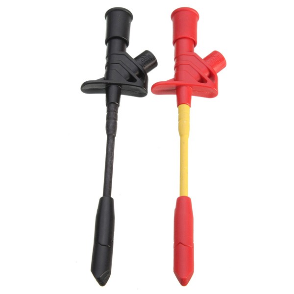 2Pcs Fully Insulated Quick Piercing Test Clips Multimeter Test Probe Spring Load