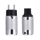 Audio Rhodium Plating Speaker EU Power Plug IEC Male Female Audio Connector Carbon Fiber