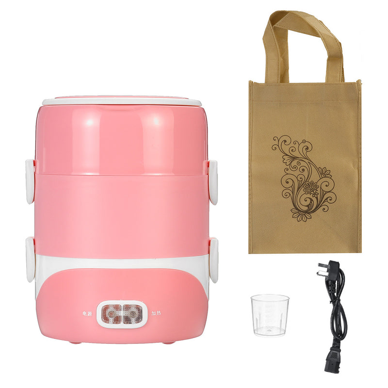 2.0L 3-Layers 220V Stainless Steel Electric Lunch Box Food Container Rice Cooker
