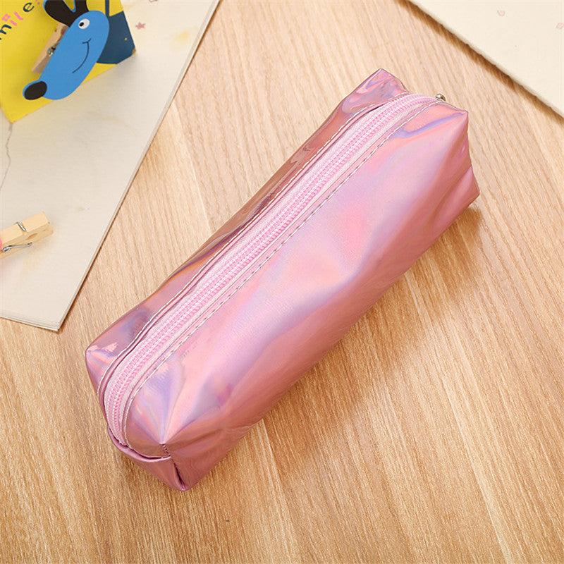 Holographic Stationery Pen Pencil Bag Larger Capacity Case Zip Makeup Cosmetic